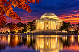 How Much Walking Is Needed to See Washington DC Monuments? twilight reflections at jefferson memorial